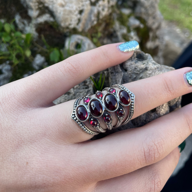 anello pietre viola incastonate argento decorato roma etnico myka gioielli chiara ferragni gioielli artigianali gioielli fatti a mano negozio di gioielli a roma gioielleria a roma