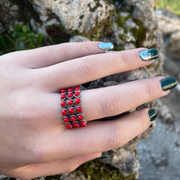 anello fascia con pasta di corallo corallo rosso decorato roma etnico myka gioielli chiara ferragni gioielli artigianali gioielli fatti a mano negozio di gioielli a roma gioielleria a roma