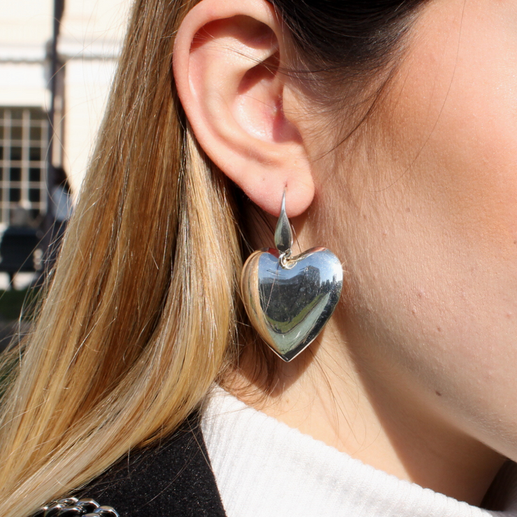 Orecchini A Clip Bello London Cora S – Cuore In Argento Placcato Con Cristalli, Per Orecchie Non Forate, 1,7x1,7 Cm