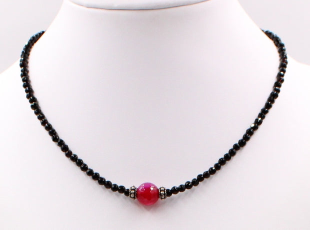 Collana Girocollo - Onice e Agata Fucsia. Argento 925. Pietra preziosa, pietre preziose, Roma, gioielli etnici, Gioielli artigiani, pietre naturali.