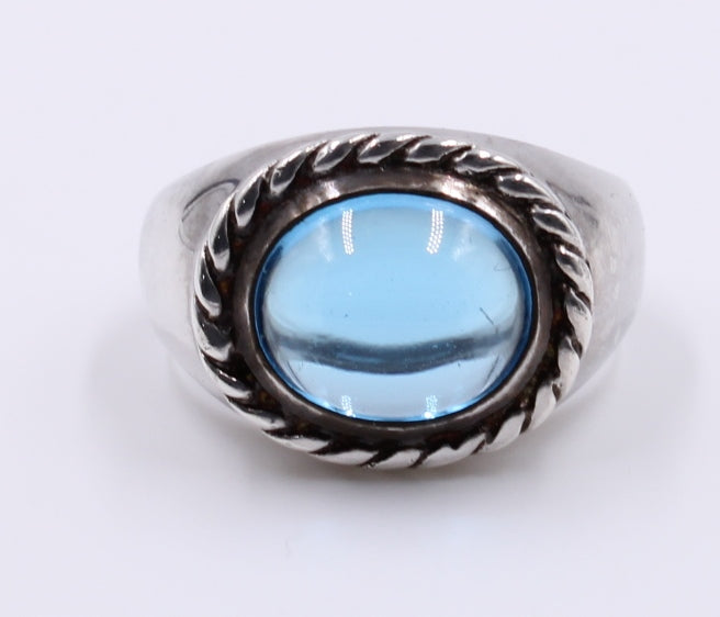 Anello Cabochon Topazio Azzurro, pietra preziosa, pietre preziose, Roma, gioielli multietnici, Gioielli artigiani, pietre naturali