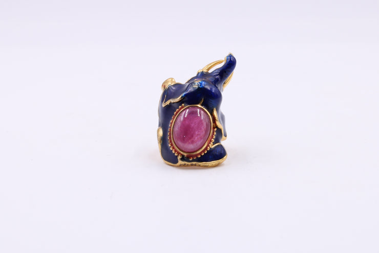 Anello Elefante Smalto e Rubino